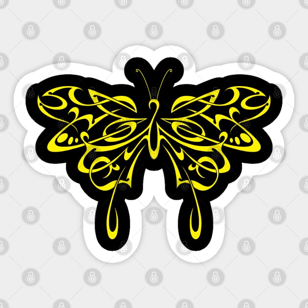 Tribal butterfly (yellow) Sticker by Sinister Motives Designs